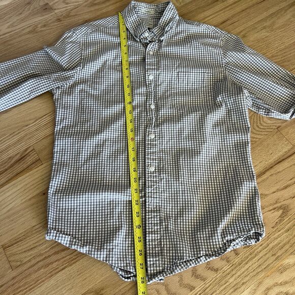 J.Crew Shirt Mens Size M Taupe White Gingham Check Button Down Classic Stretch - Picture 7 of 9